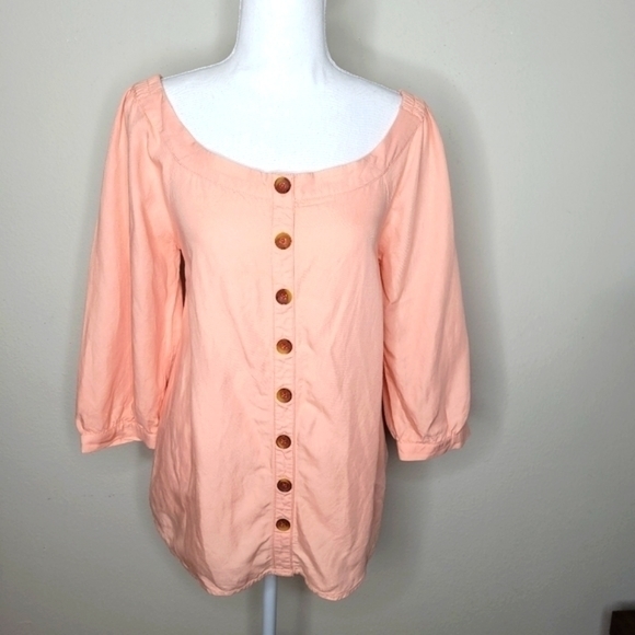 Maeve By Anthropologie Peach Button Down Top Size 6 - Picture 1 of 13